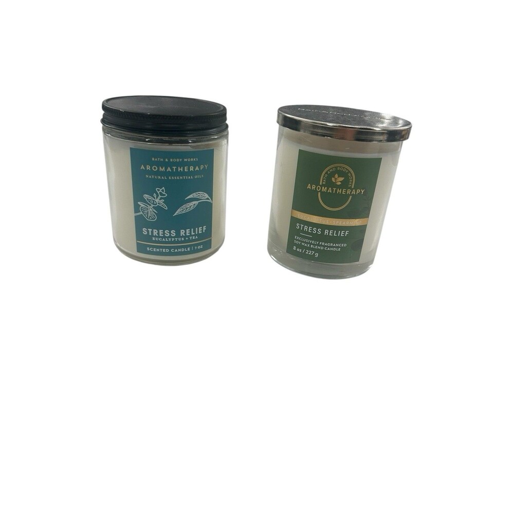 BATH & BODY WORKS LOT OF 2 STRESS RELIEF AROMATHERAPY SINGLE WICK FAST SHIPPING